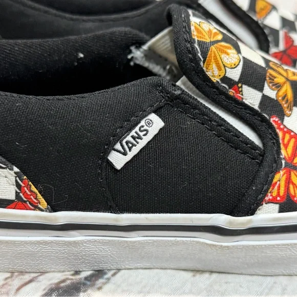 Vans Asher Butterfly Checkerboard Girls Slip On Shoes Sneakers - Picture 3 of 9